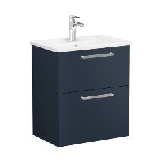 Vitra Root 68096 Lavabo Dolabı, Çift Çekmeceli, Dar, 60 Cm, Mat Lacivert, Köşeli Lavabolu